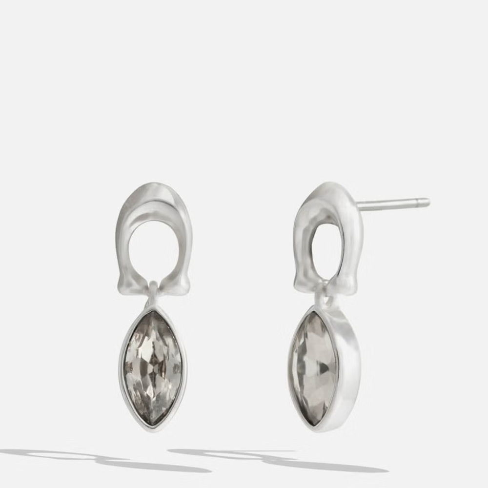 COACH Signature Silver Logo Bezel Earring and Necklace Set - Picture 13 of 14
